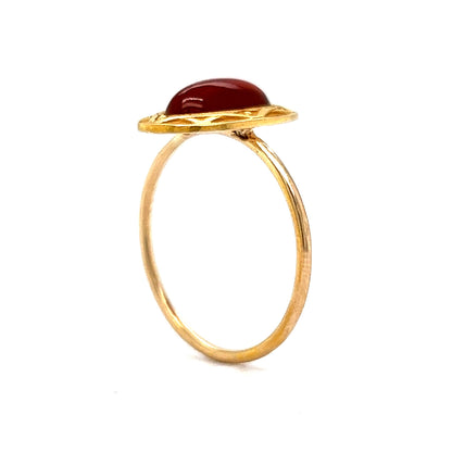 Victorian Ornate Carnelian Ring in 10k Yellow Gold