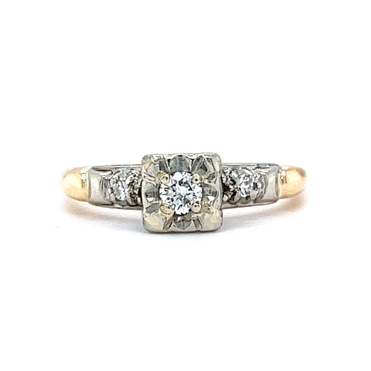.15 Retro Two-Tone Engagement Ring in 14k Gold