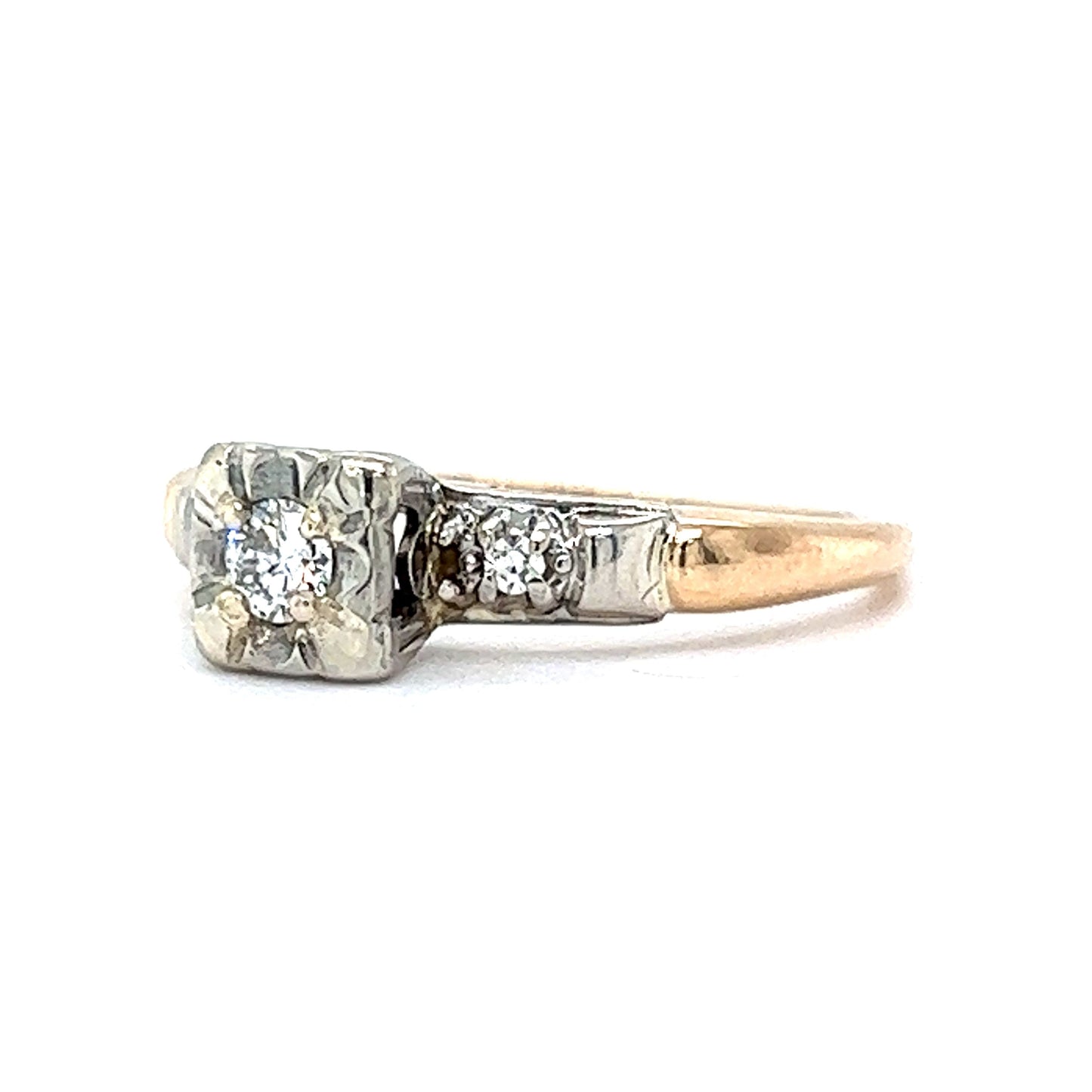 .15 Retro Two-Tone Engagement Ring in 14k Gold