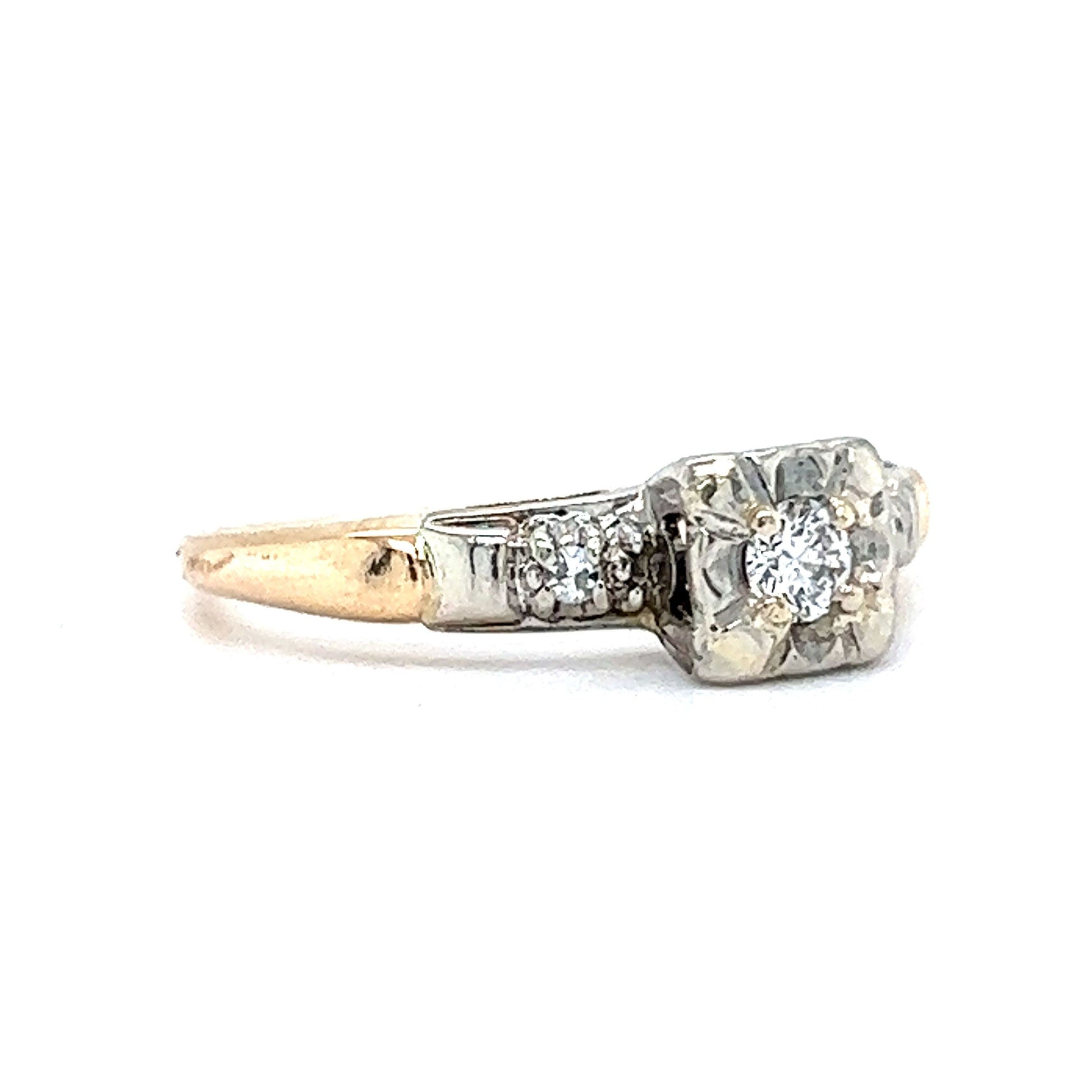 .15 Retro Two-Tone Engagement Ring in 14k Gold