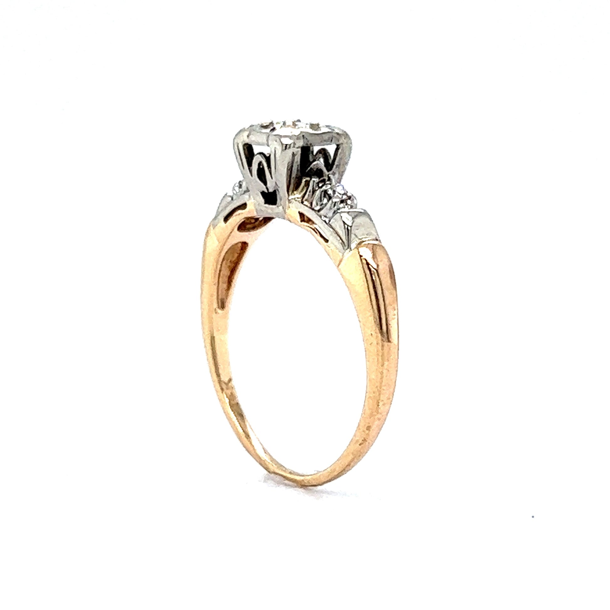 .15 Retro Two-Tone Engagement Ring in 14k Gold