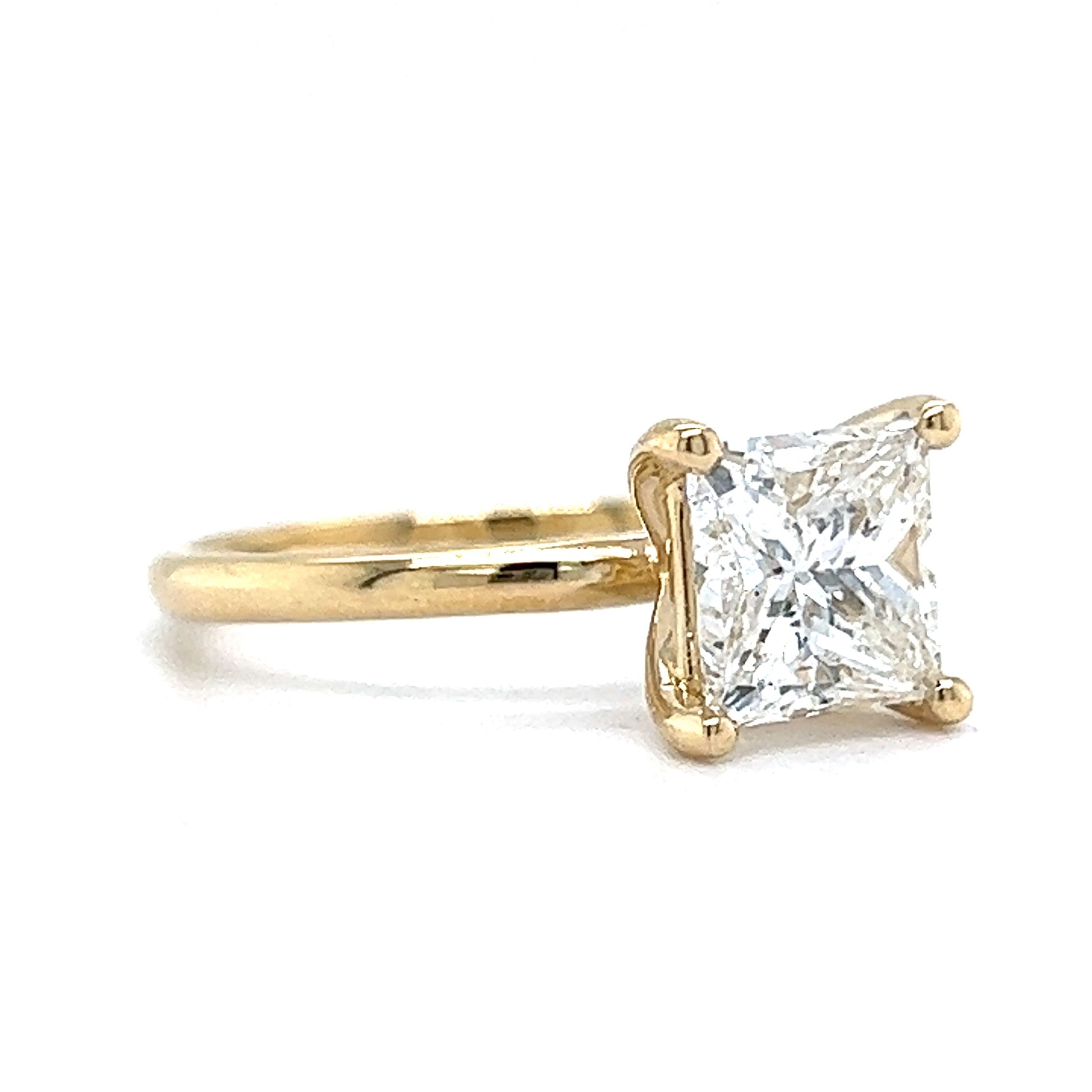 2.01 Princess Cut Diamond Engagement Ring in 14k Yellow Gold