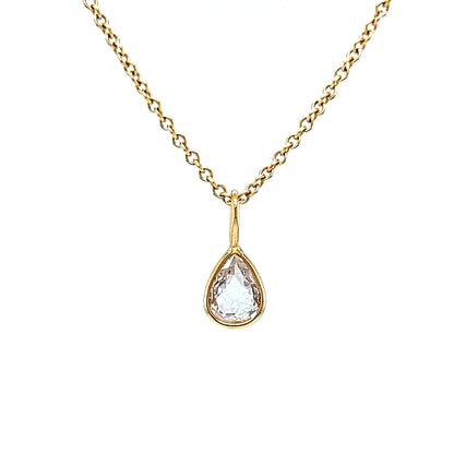 .60 Bezel Set Pear Rose Cut Diamond Necklace in 14k Yellow Gold