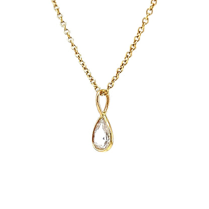 .60 Bezel Set Pear Rose Cut Diamond Necklace in 14k Yellow Gold