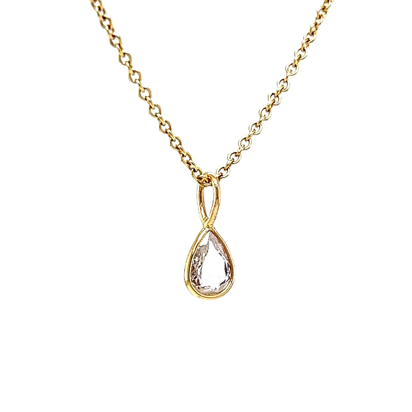 .60 Bezel Set Pear Rose Cut Diamond Necklace in 14k Yellow Gold