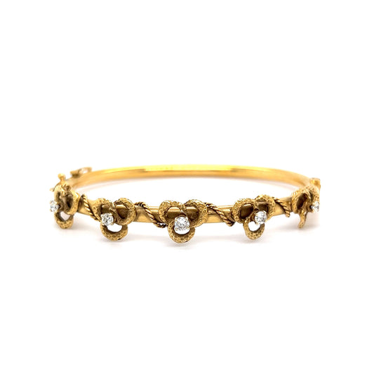 .70 Antique Victorian Diamond Bangle in 14k Yellow Gold