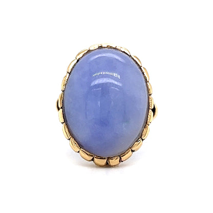 Mid-Century Lavender Jade Cocktail Ring in 14k Yellow Gold