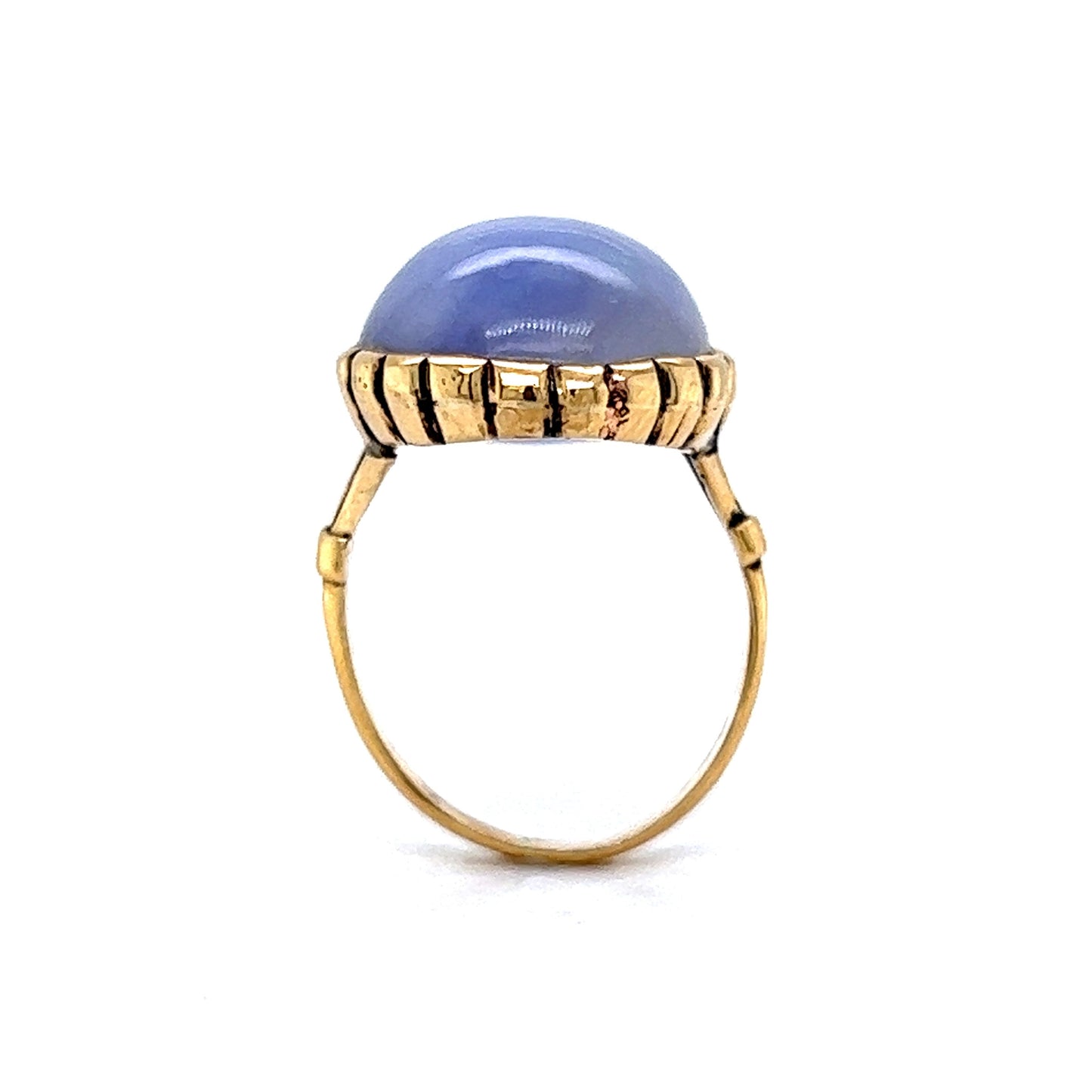 Mid-Century Lavender Jade Cocktail Ring in 14k Yellow Gold