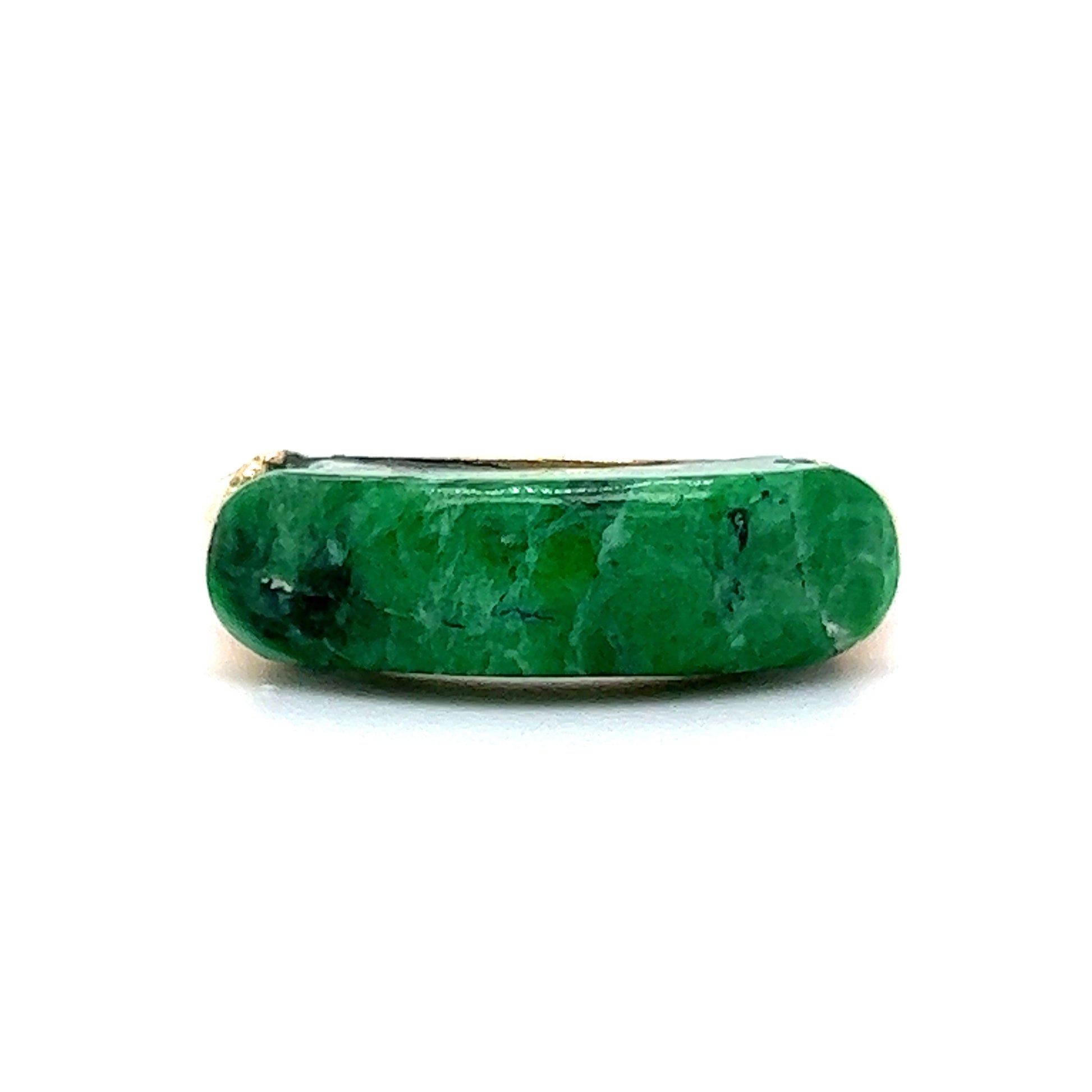 Mid-Century Jade Saddle Ring in 18k Yellow Gold