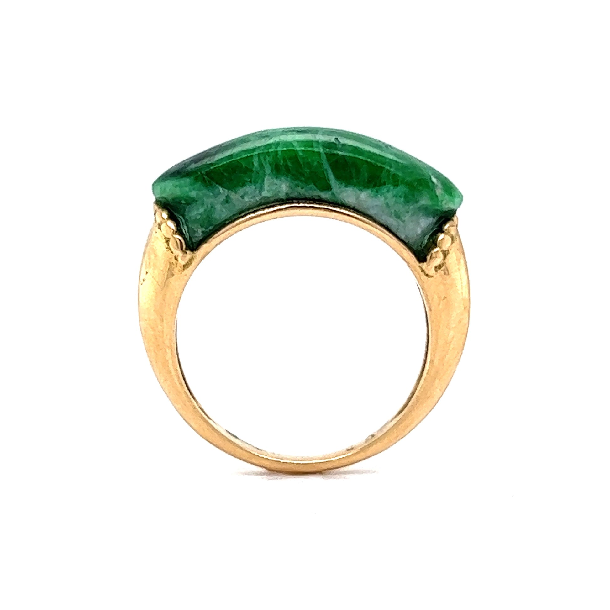 Mid-Century Jade Saddle Ring in 18k Yellow Gold