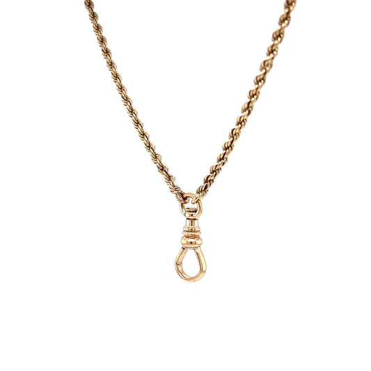 36 Inch Victorian Fob Rope Chain Necklace in 9k Yellow Gold