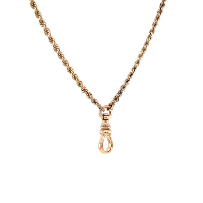 36 Inch Victorian Fob Rope Chain Necklace in 9k Yellow Gold