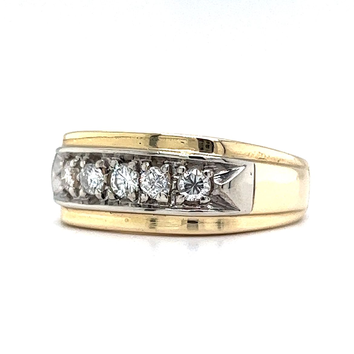 Vintage Men's Five Stone Diamond Ring in 14k Yellow Gold