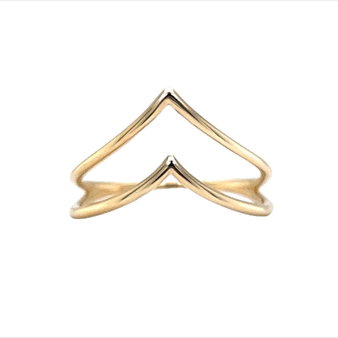 Double V Shaped Contour Wedding Band in 14k Yellow Gold