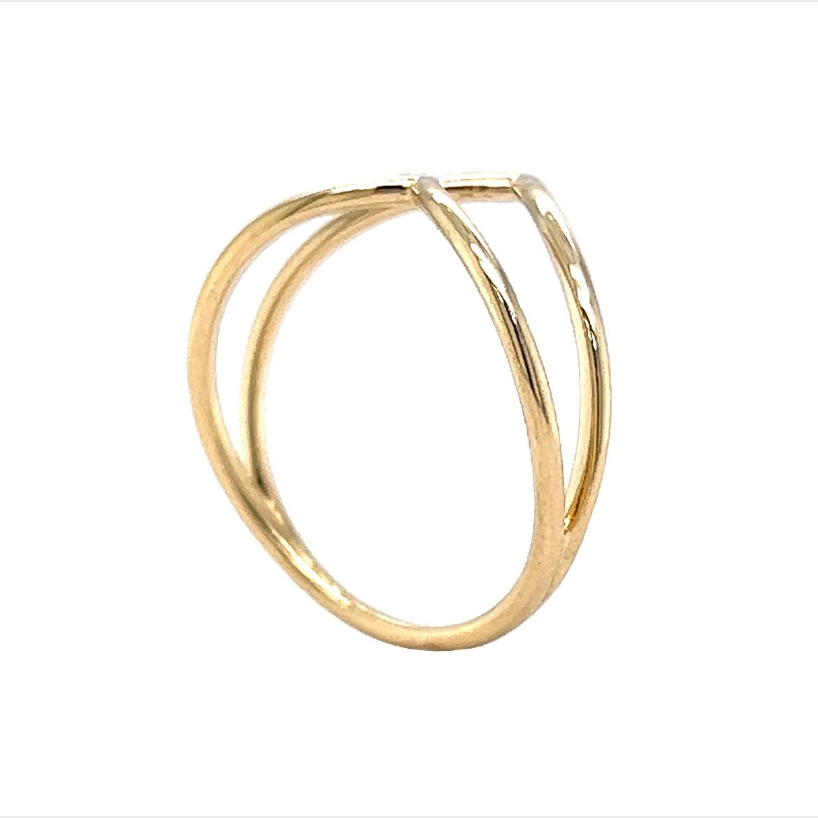 Double V Shaped Contour Wedding Band in 14k Yellow Gold