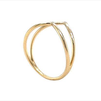 Double V Shaped Contour Wedding Band in 14k Yellow Gold