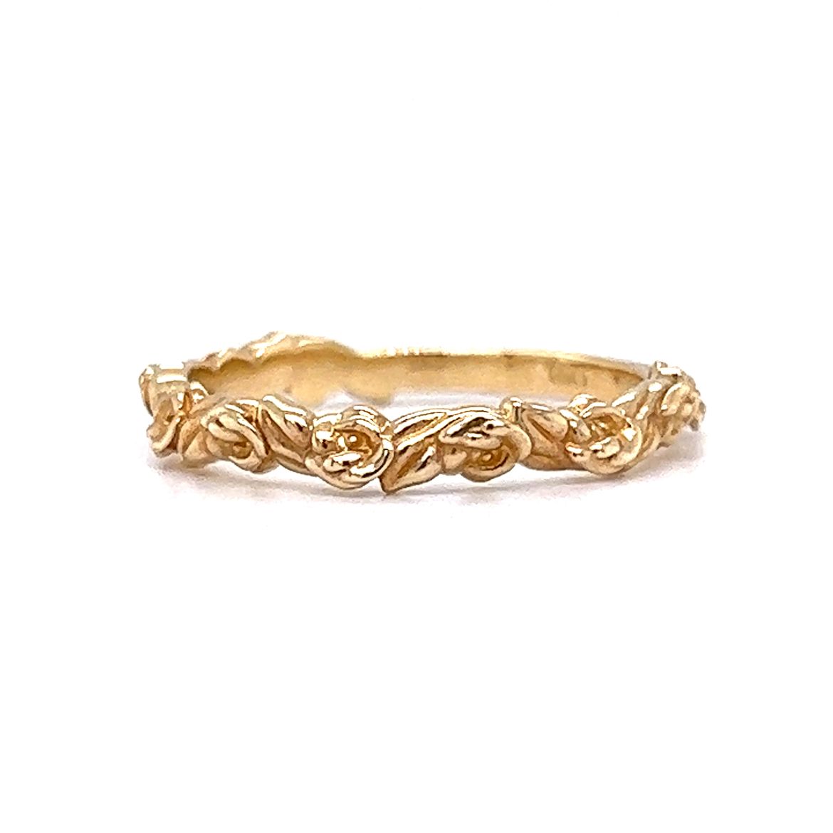 Rose Textured Wedding Band in 14k Yellow Gold