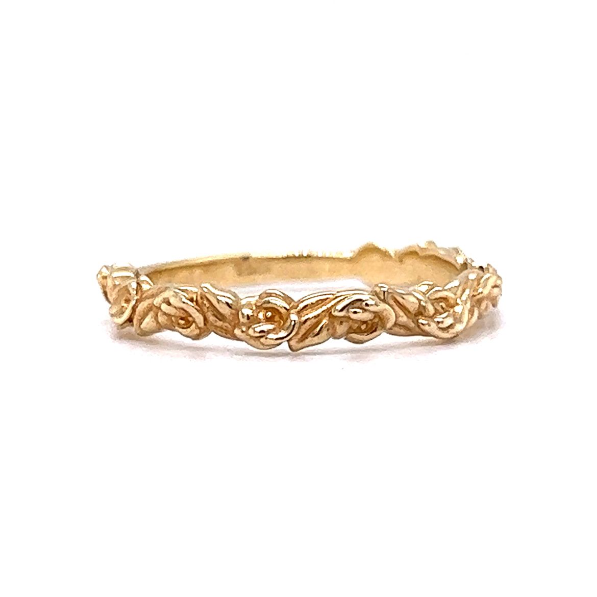 Rose Textured Wedding Band in 14k Yellow Gold