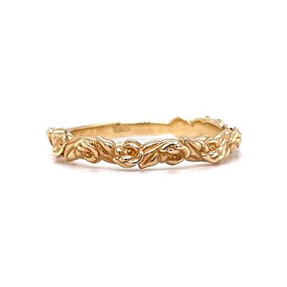 Rose Textured Wedding Band in 14k Yellow Gold