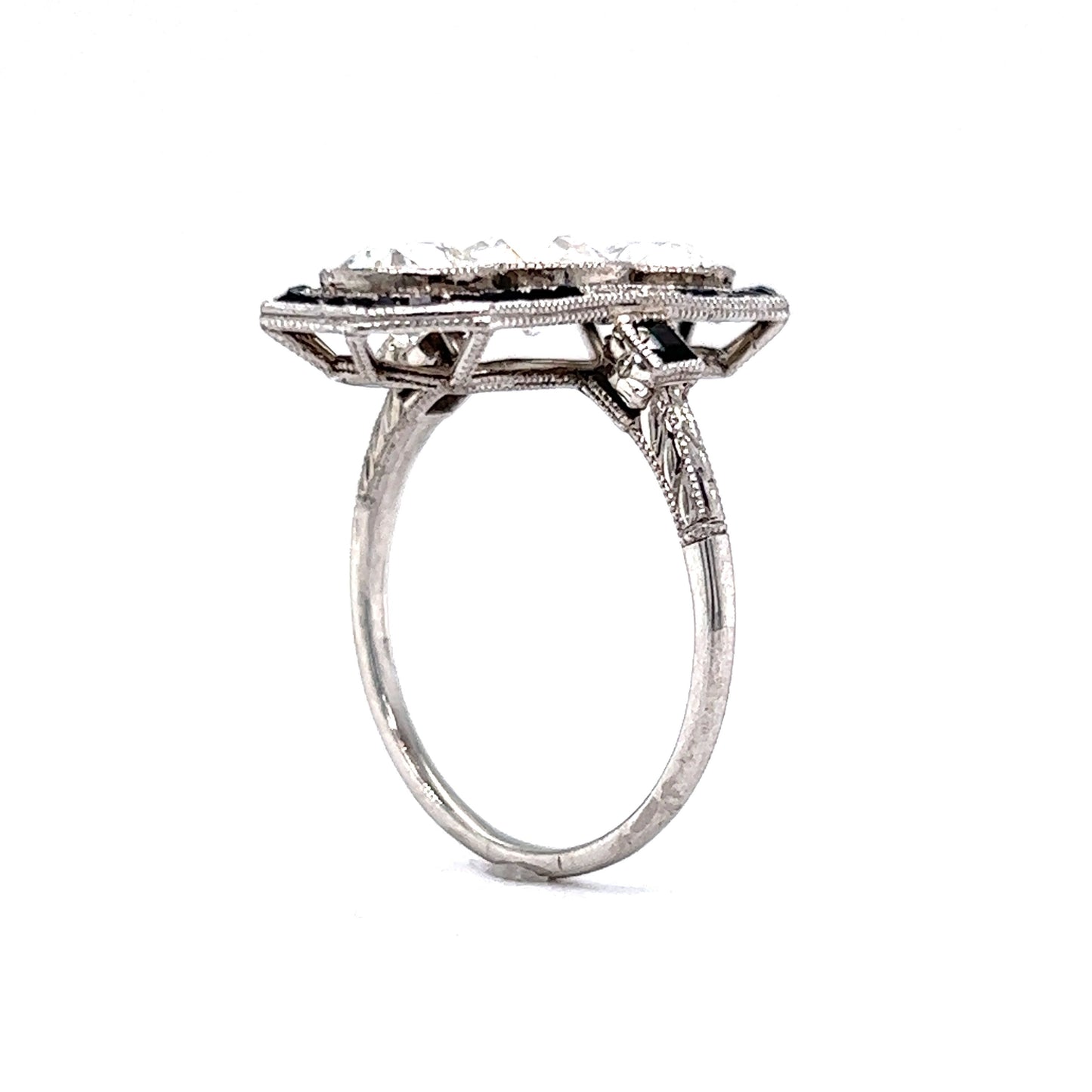 Vintage Diamond & Onyx Cocktail Ring in Platinum