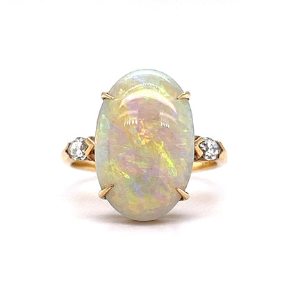 Opal Cocktail Ring w/ Marquise Diamonds in Yellow Gold