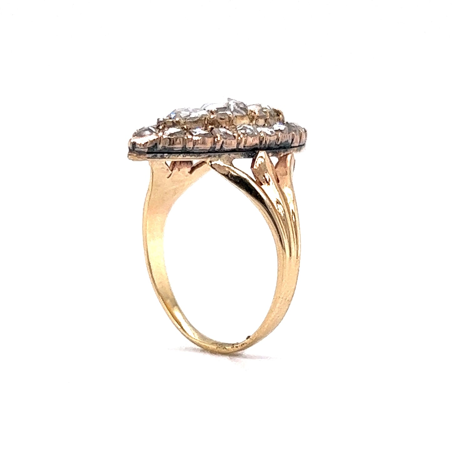 1.10 Victorian Navette Diamond Ring in 10k Yellow Gold