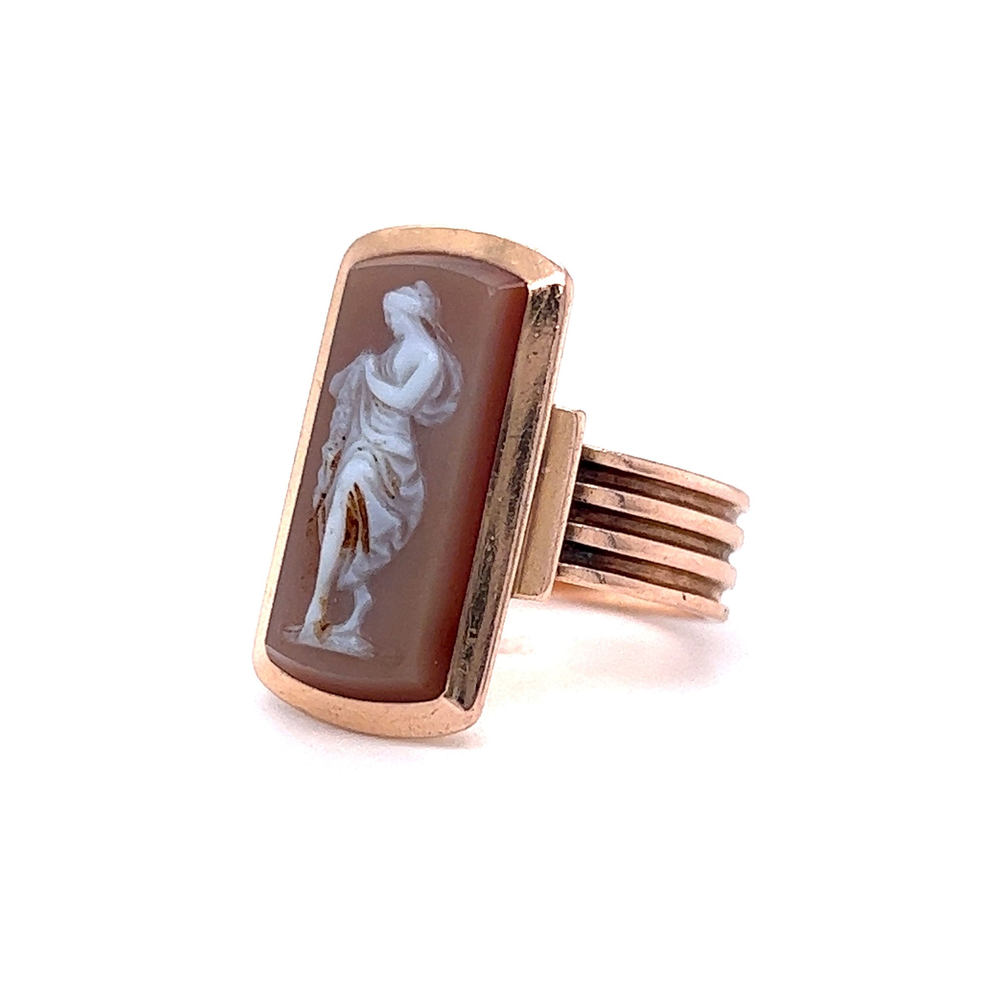 Victorian Muse Cameo Shell Ring in 14K Rose Gold