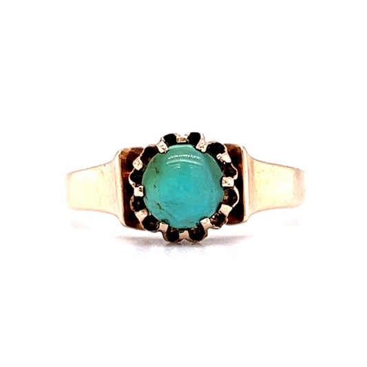 Victorian Turquoise Cocktail Ring in 14k Yellow Gold