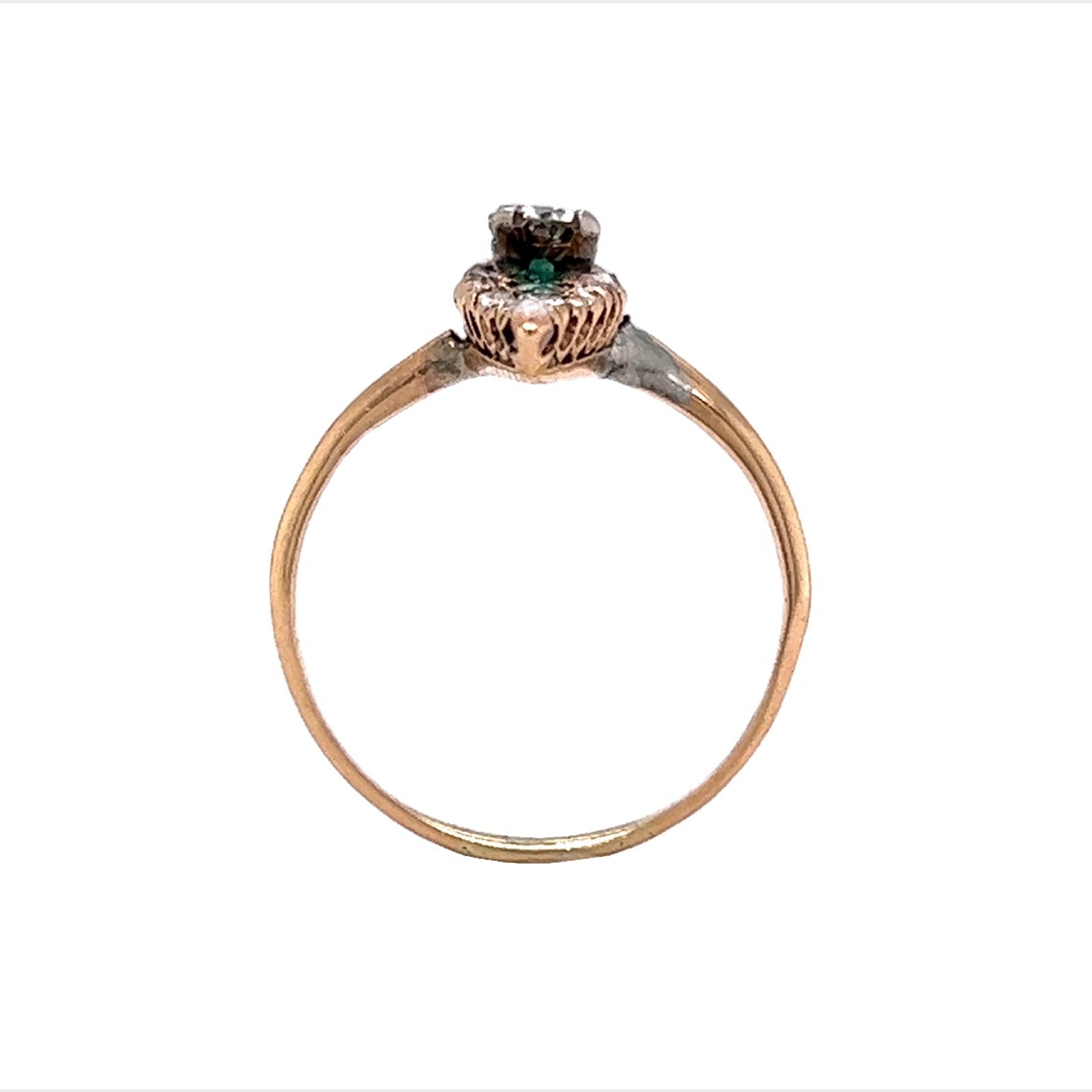 Vintage Victorian Diamond & Emerald Ring in 14k