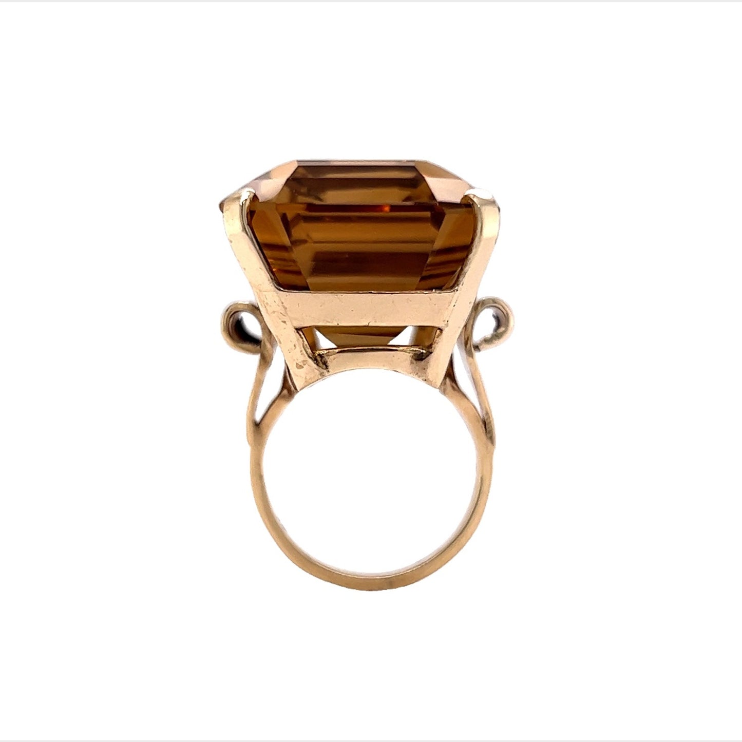 Vintage Citrine Cocktail Ring 64 Carats in 14k Yellow Gold