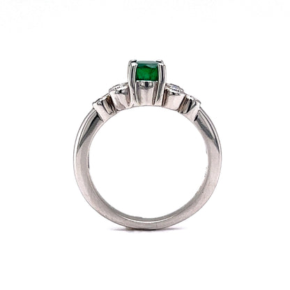 Solitaire Emerald Ring w/ Diamond Accents in Platinum