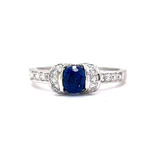 .55 Oval Cut Sapphire & Diamond Engagement Ring in Platinum