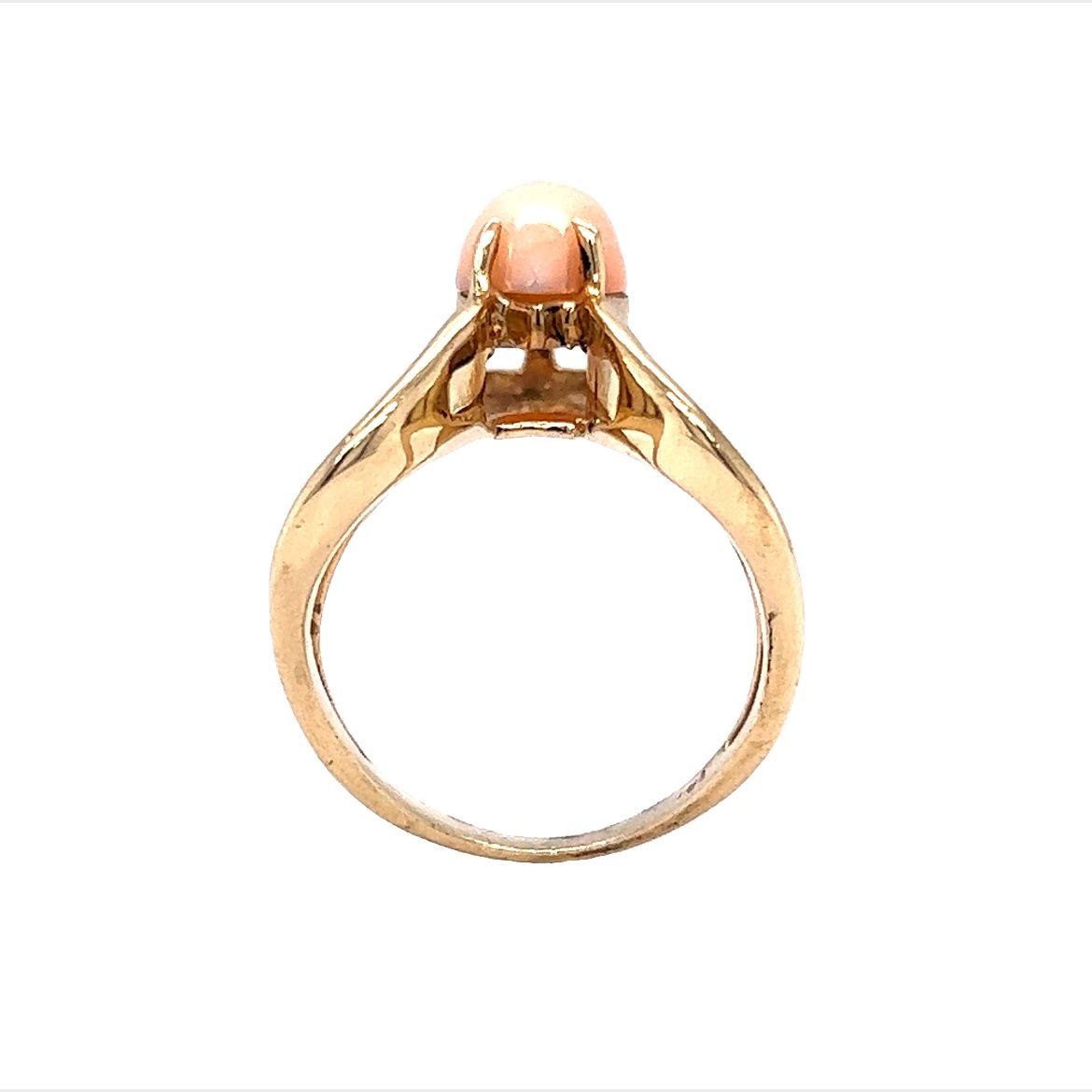 Vintage 1960's Marquis Coral Ring in 14K Yellow Gold
