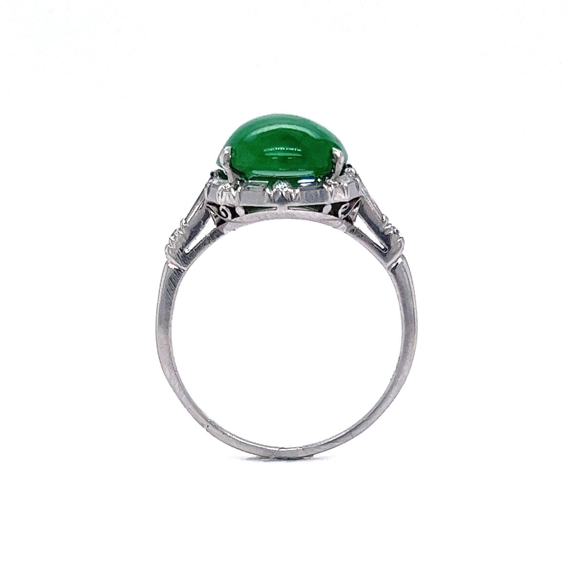 Jade and Diamond Cocktail Ring in Platinum