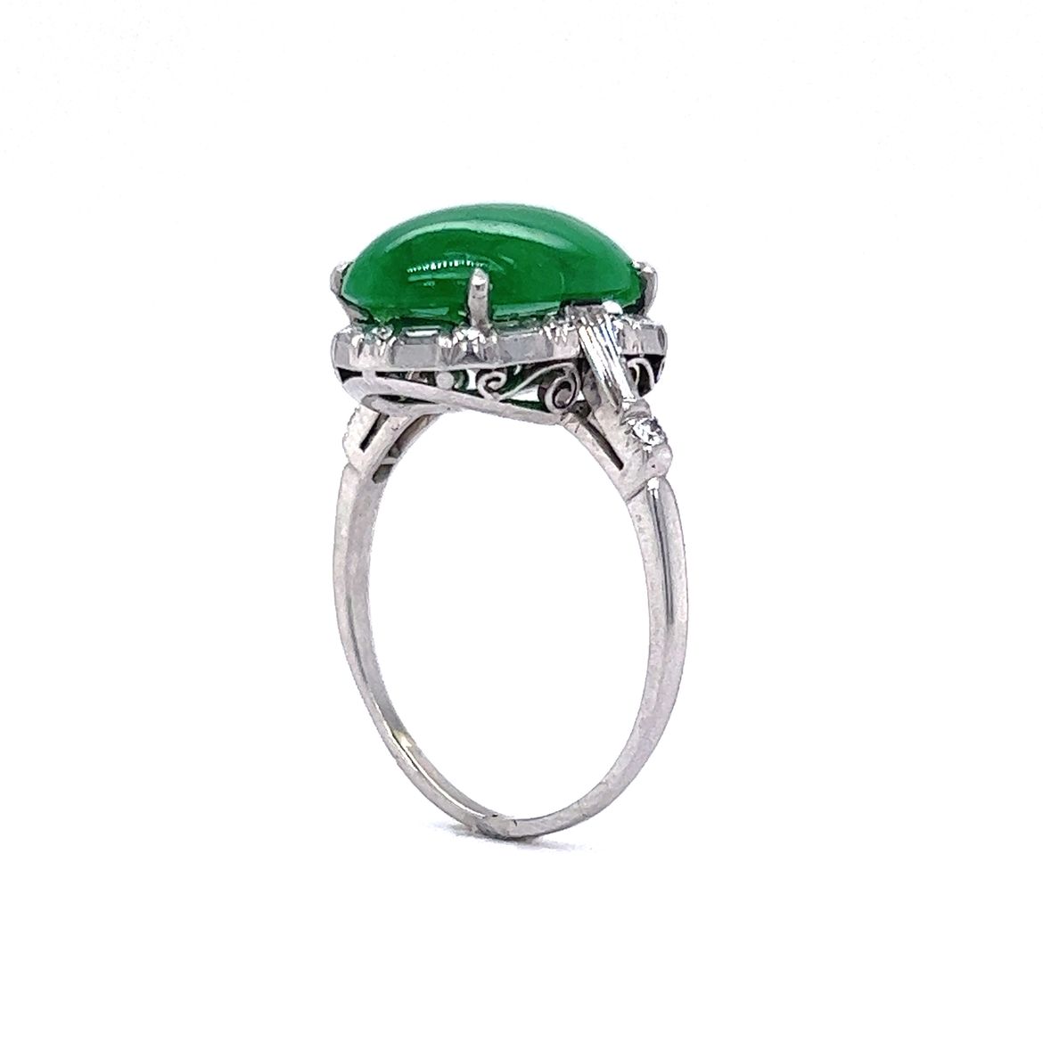 Jade & Diamond Cocktail Ring in Platinum