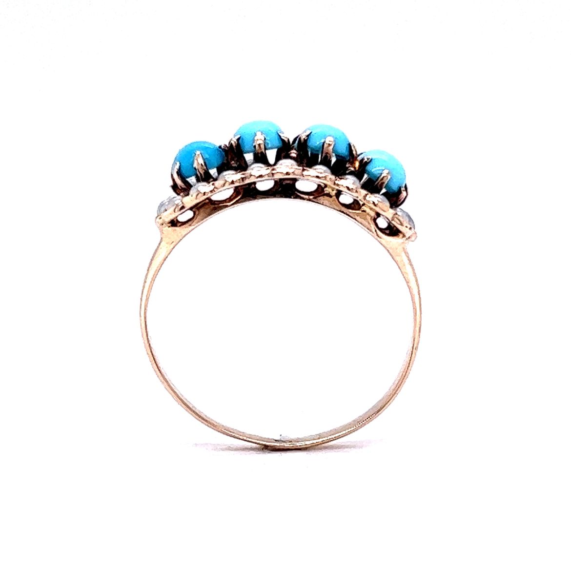 Victorian Cabochon Turquoise Ring 10k Yellow Gold