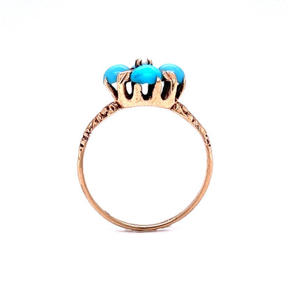 Victorian Turquoise & Pearl Cocktail Ring in 10k Gold