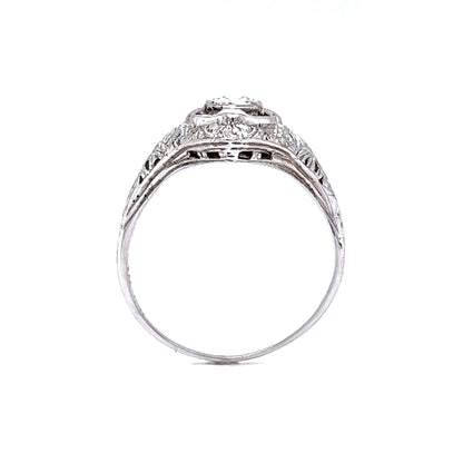 Art Deco Three Stone Diamond Ring in 18k White Gold