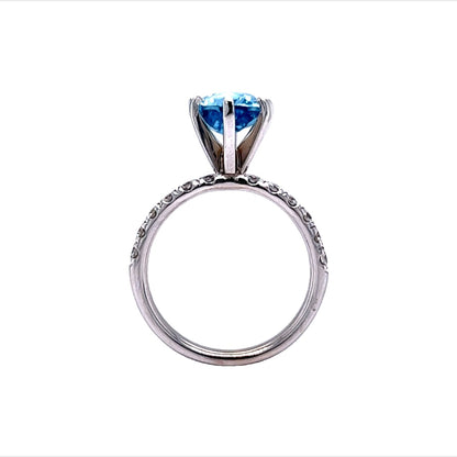 2.50 Pear Cut Aquamarine Ring w/ Diamond Accents in 14k