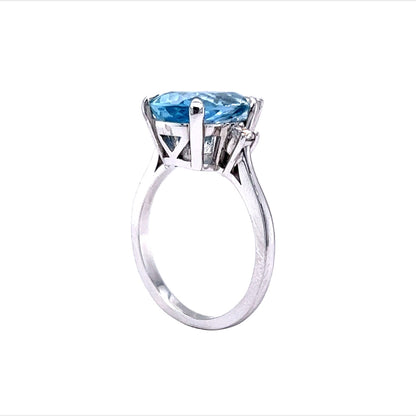 3 Carat Pear Cut Aquamarine Ring w/ Diamond Accents in 14k