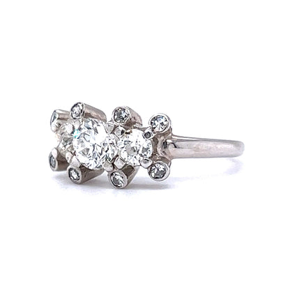 Vintage Deco Diamond Cluster Engagement Ring in 14k