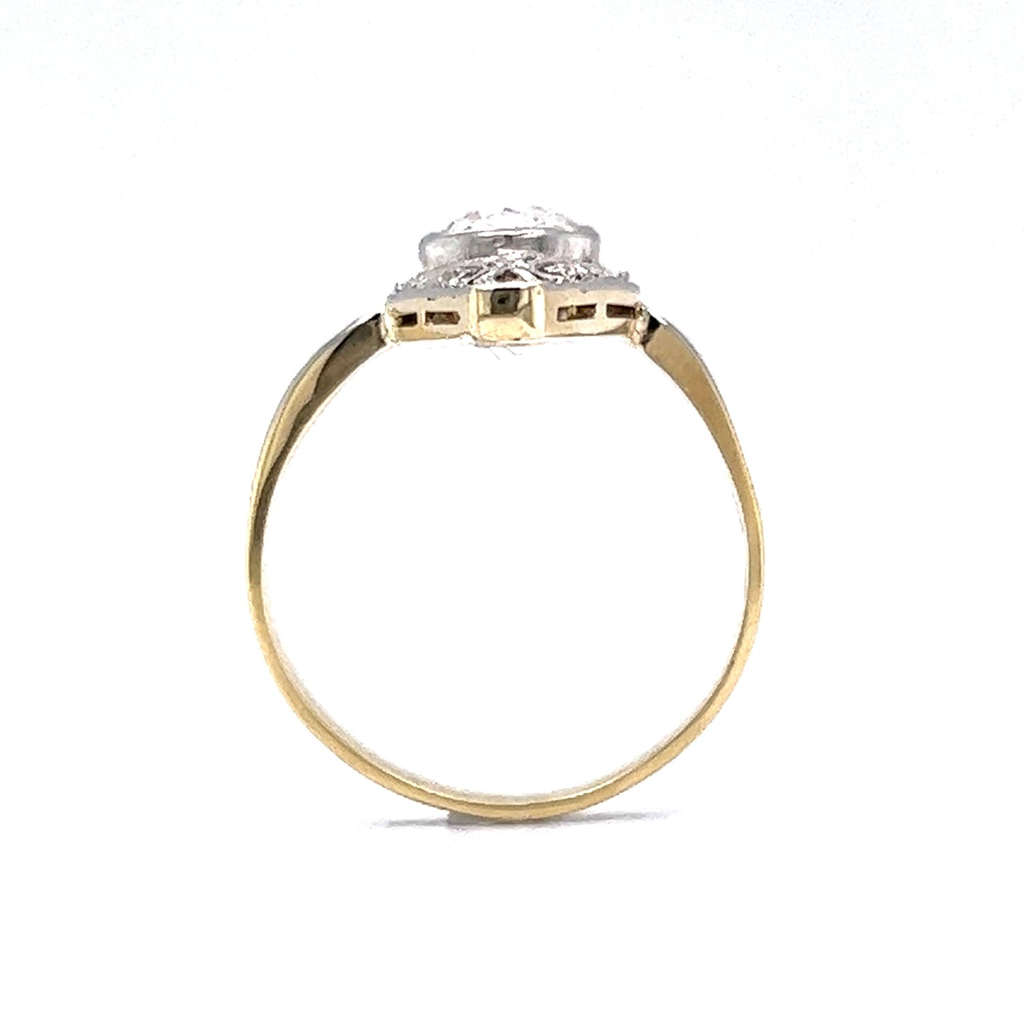 Antique Diamond Navette Ring in White & Yellow Gold