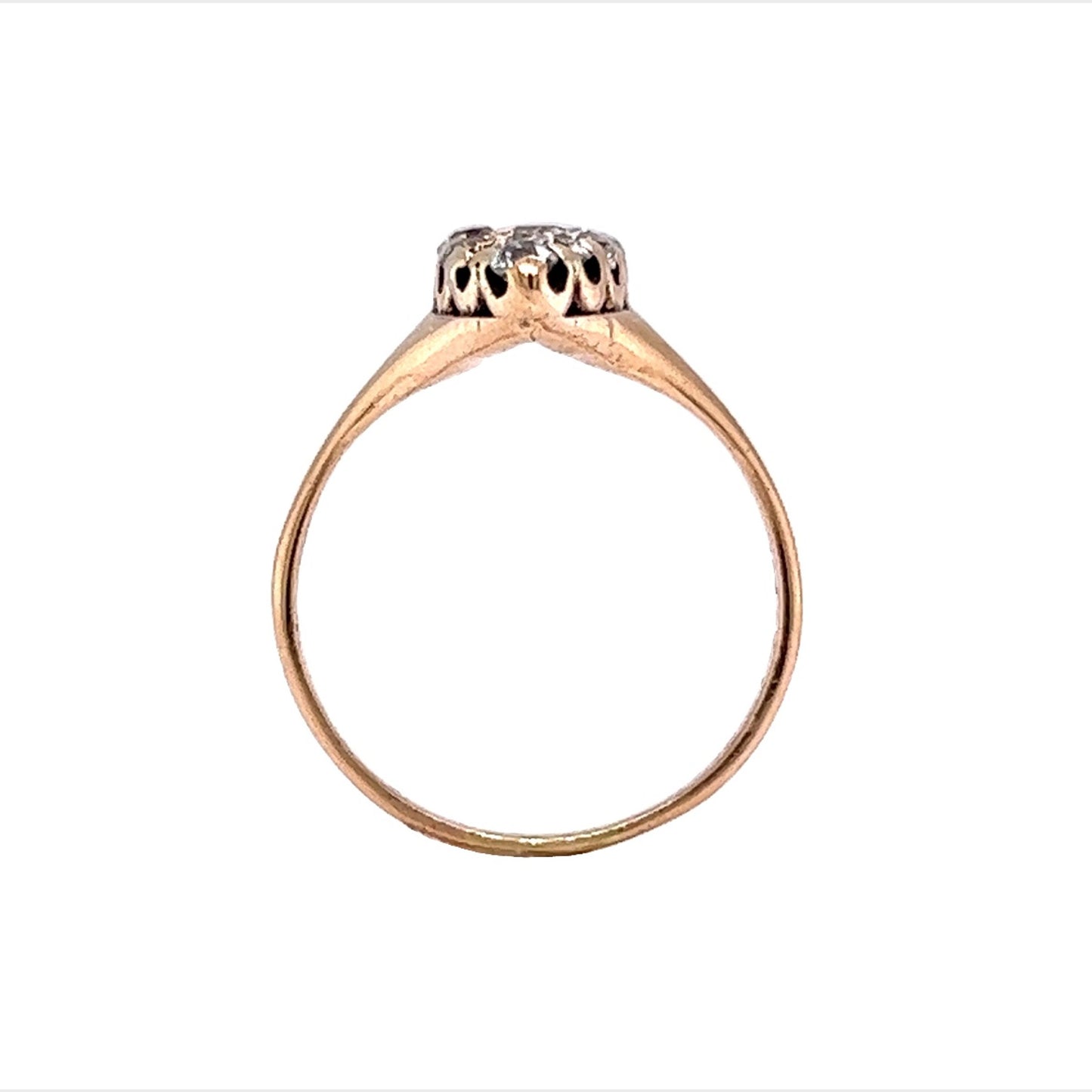 Victorian Cocktail Ring .45 Old European Cut Diamonds in 14k Yellow Gold