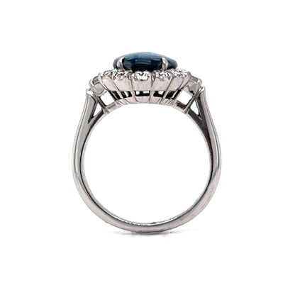 Mid-Century Australian Black Opal & Diamond Ring in Platinum