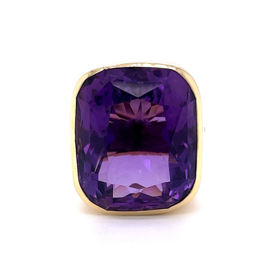 Bezel Set Amethyst Cocktail Ring in 14k Yellow Gold