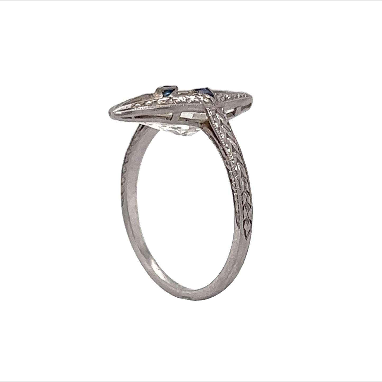 2.44 GIA Marquise Cut Diamond & Sapphire Ring in Platinum