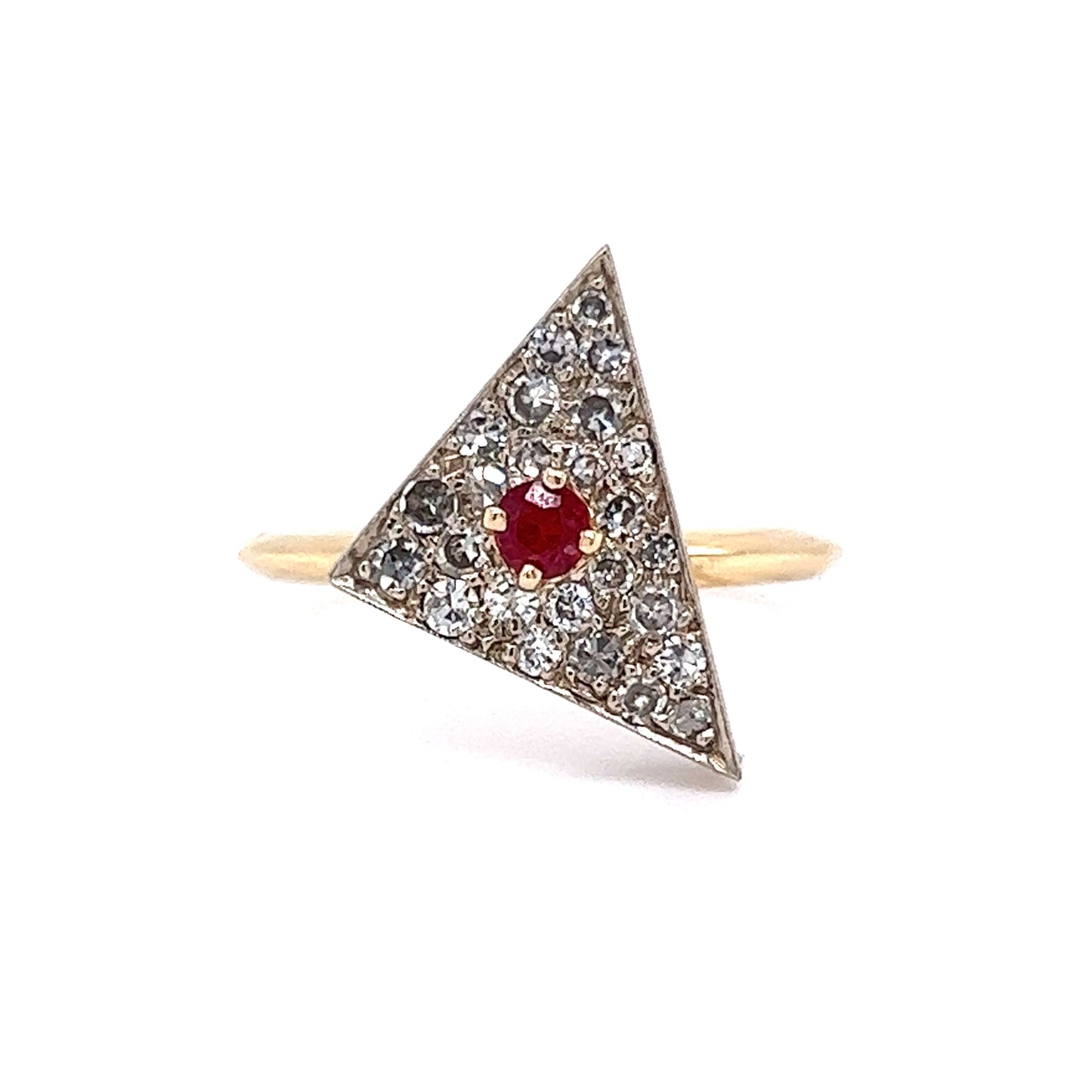 .11 Art Deco Ruby & Diamond Cocktail Ring in 14k