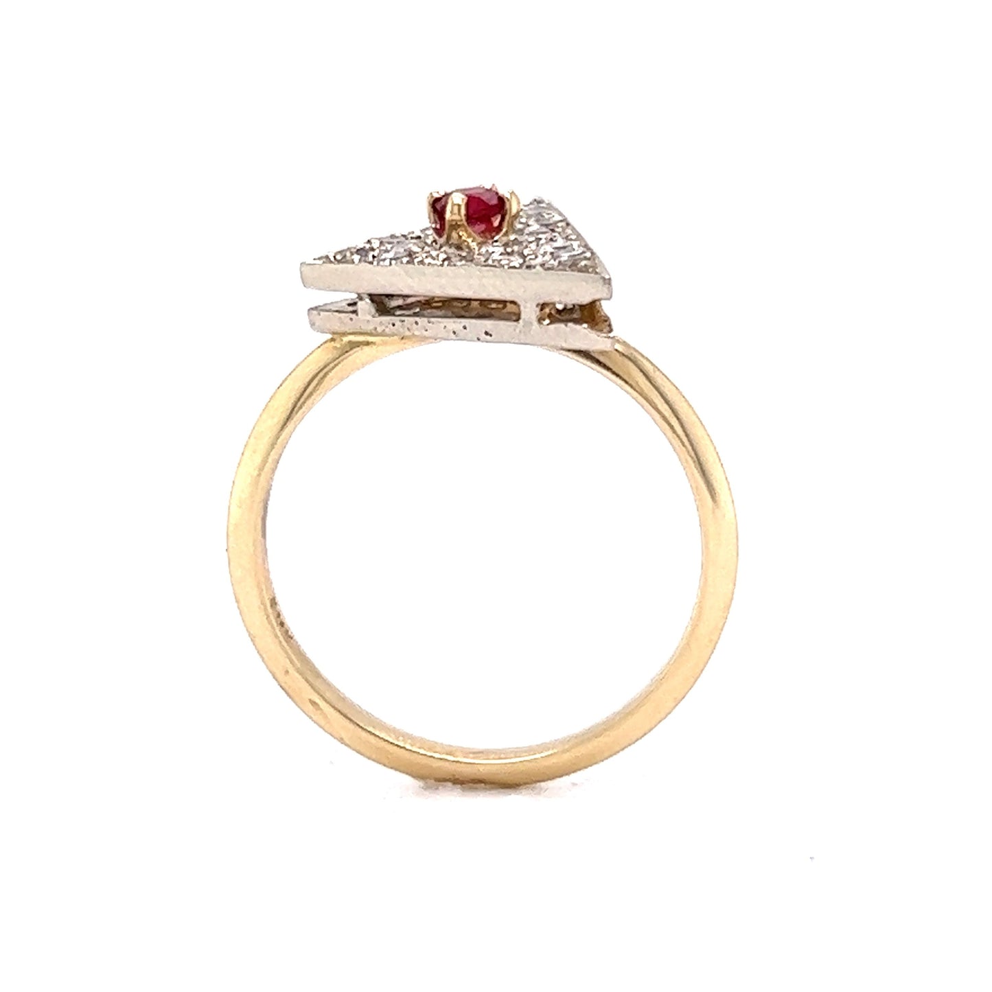 .11 Art Deco Ruby & Diamond Cocktail Ring in 14k