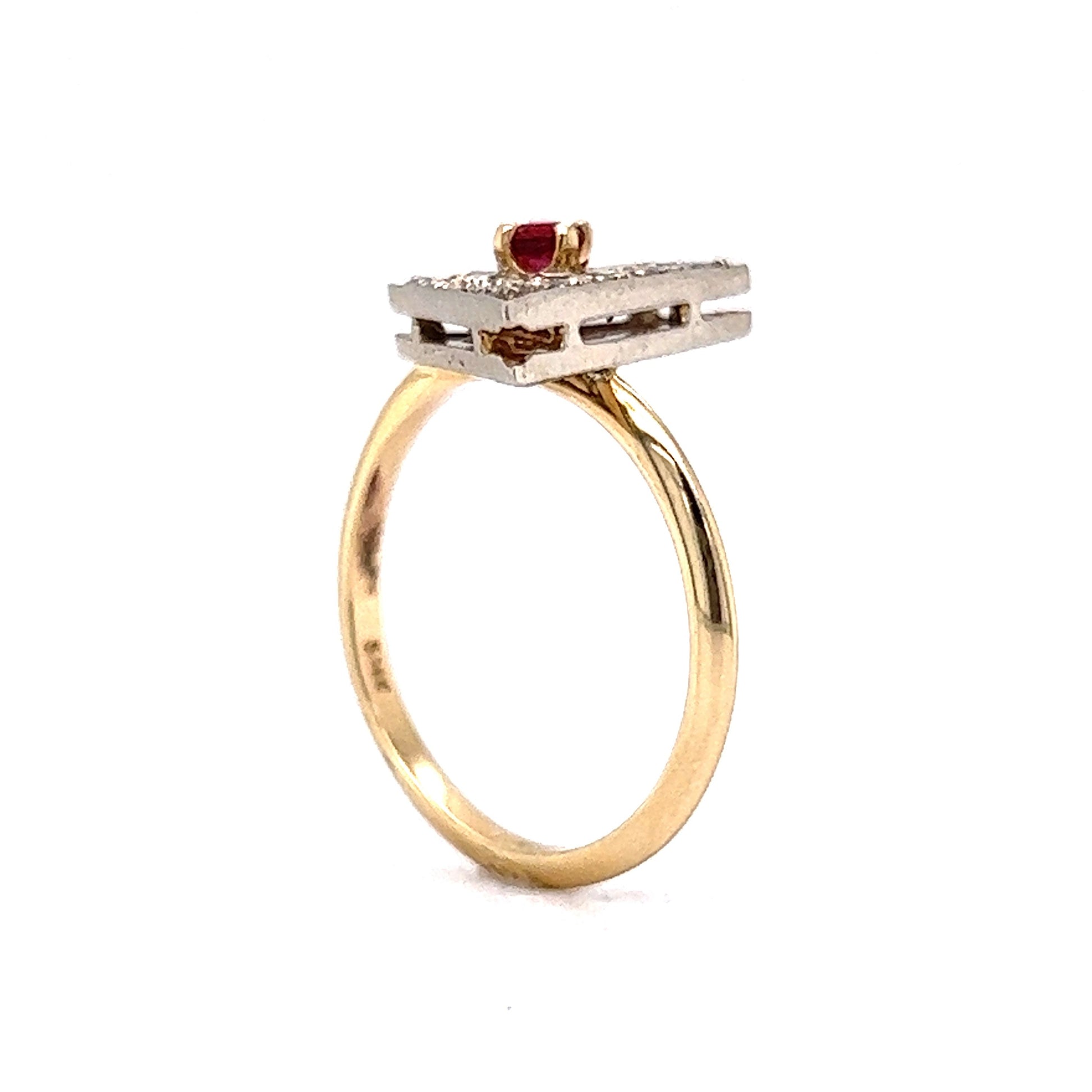 .11 Art Deco Ruby & Diamond Cocktail Ring in 14k