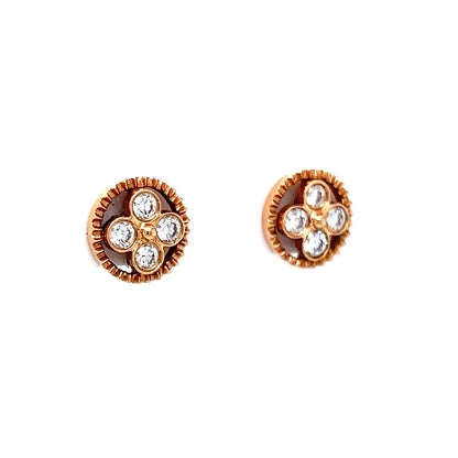 Geometric Diamond Cluster Earrings in Rose Gold